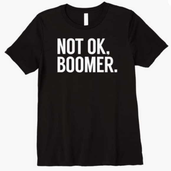 “NOT OK BOOMER” | Women’s Black & White T-Shirt, Size Small - Picture 1 of 3